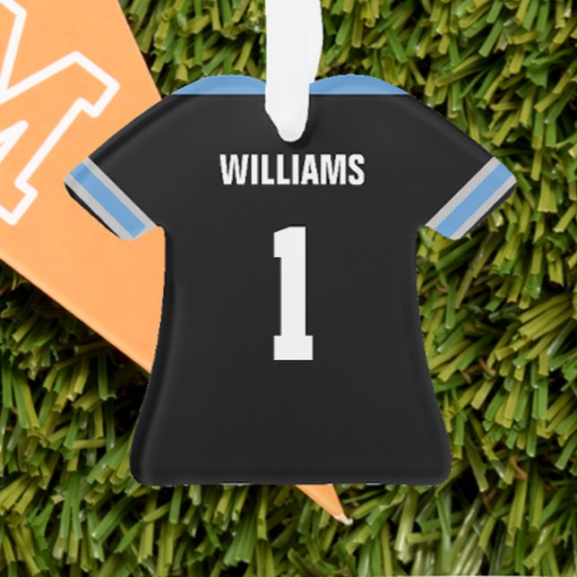 Football Light Blue & Black Jersey Ornament (Von Creator hochgeladen)