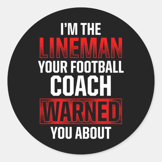 Football Lineman Hot Offensive Defensive Player Runder Aufkleber (Vorderseite)