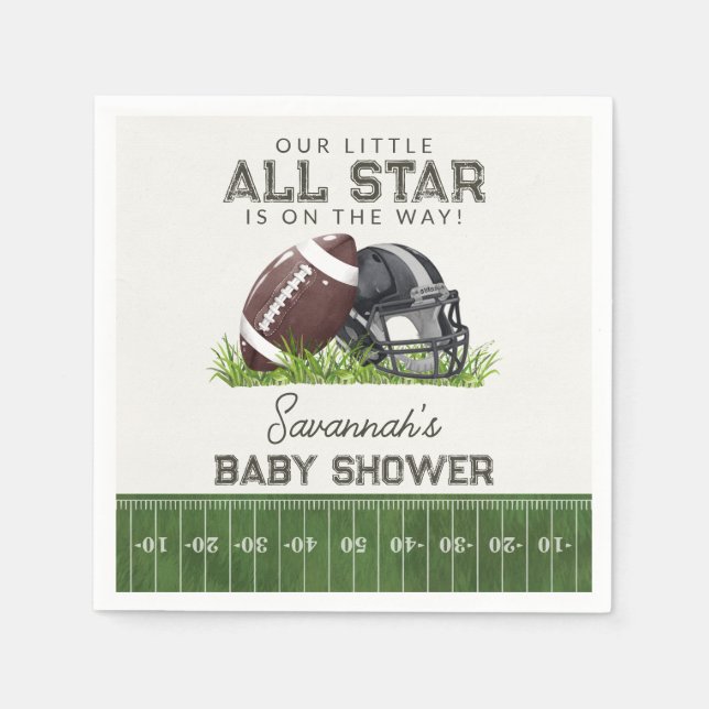 Football Little All Star Touchdown Baby Shower Serviette (Vorderseite)