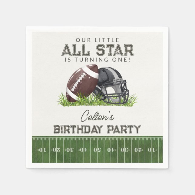 Football Little All Star Touchdown Birthday Party Serviette (Vorderseite)