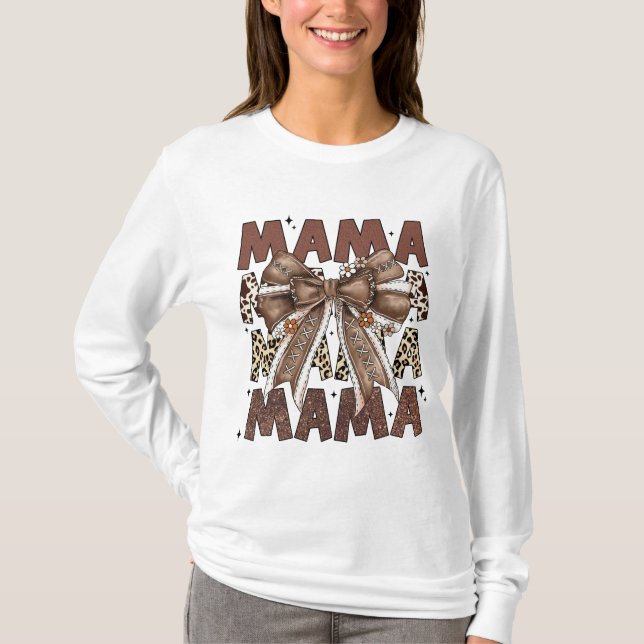 Football Mama Bow, Fall Coquette Bow T-Shirt (Vorderseite)