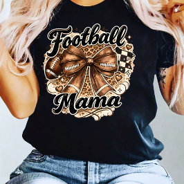 Football Mama Coquette Bow Fall Game Day  T-Shirt