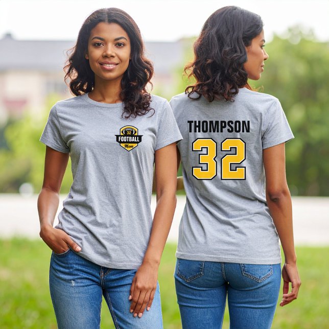 Football Mama Custom Jersey Nummer und Name Tri-Blend Shirt (Von Creator hochgeladen)