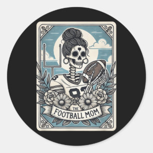 Football Mama Tarot Card Skeleton Football Mama Mo Runder Aufkleber