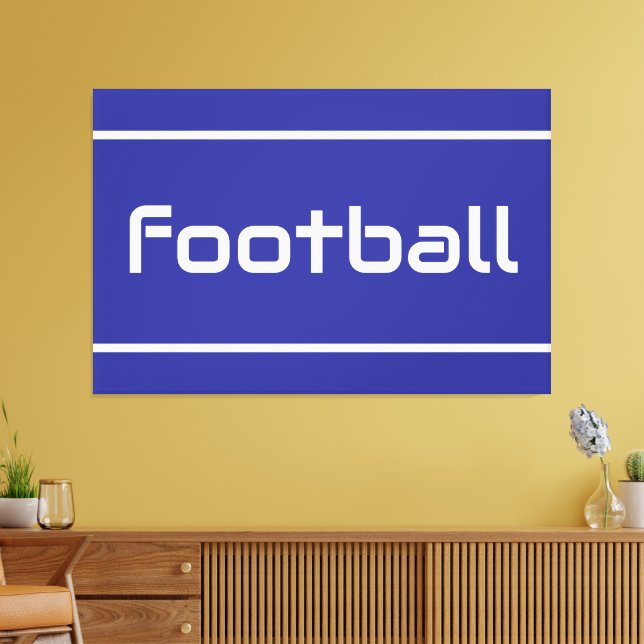 FOOTBALL Modern Text Stripes On Sporty Deep Blue Leinwanddruck (Insitu (Wohnzimmer))