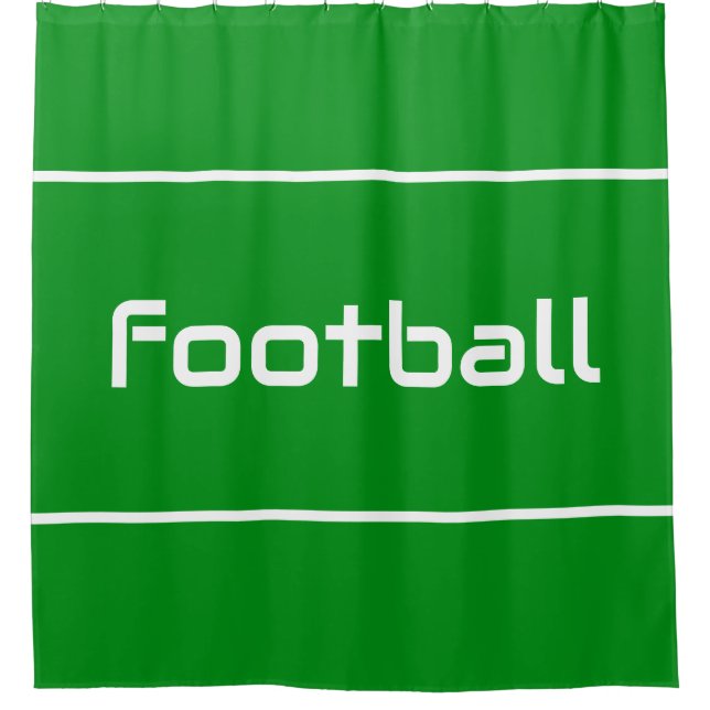 FOOTBALL Modern White Text Stripes On Bright Green Duschvorhang (Vorderseite)