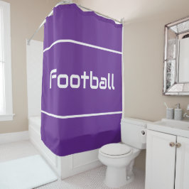 FOOTBALL Modern White Text Stripes On Royal Purple Duschvorhang