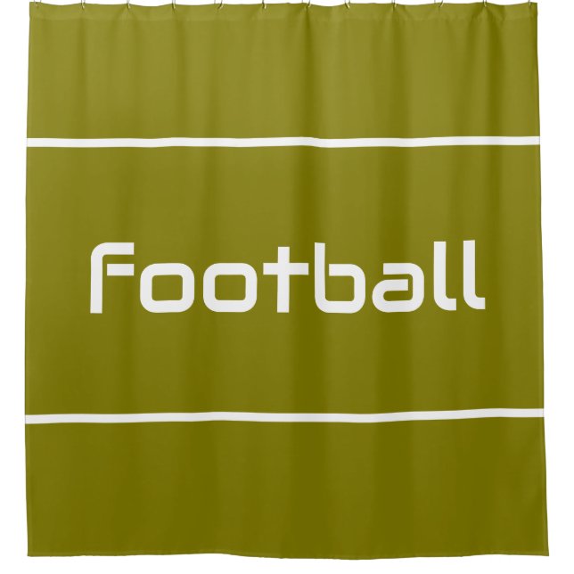 FOOTBALL Modern White Text Stripes On Sporty Olive Duschvorhang (Vorderseite)