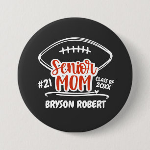 Football Mom Leben High School Senior rot schwarz Button