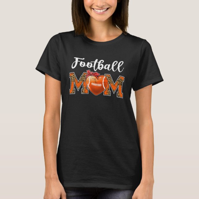 Football Mom Leopard Game Day Mom Life Mother s Da T-Shirt (Vorderseite)