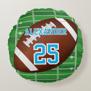 Football   Name und Nummer Rundes Kissen