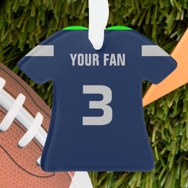 Football Navy, Green & Gray Jersey Ornament (Von Creator hochgeladen)