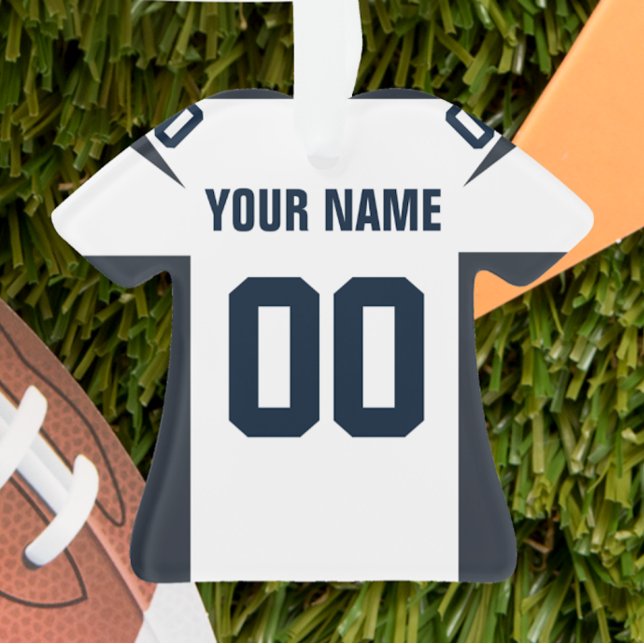 Football Navy, Red & White Jersey Ornament (Von Creator hochgeladen)