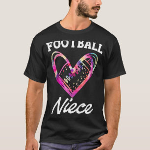 Football Niece Gefärbte Krawatte Herzmütter Tag T-Shirt