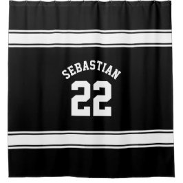 Football Novelty Personalisiert Jersey Schwarz-wei Duschvorhang