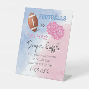 Football oder Pom Poms Geschlecht offenbart Windel Sockelschild