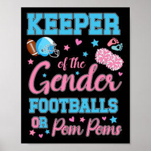 Football oder Pom Poms Niedlicher Gender-Ba-Halter Poster