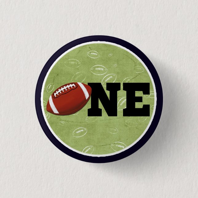 Football One First Birthday Baby Sports Party Button (Vorderseite)