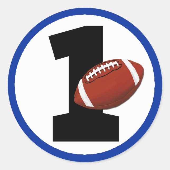 Football One First Birthday Baby Sports Party Club Runder Aufkleber (Vorderseite)