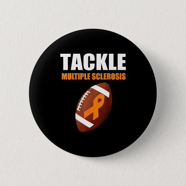 Football Orange Band Multiple Sklerose-Bewusstsein Button (Vorderseite)