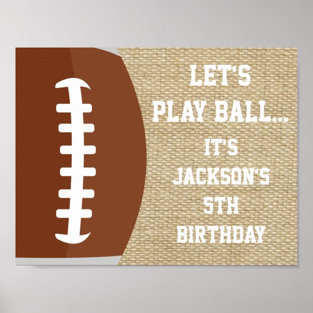 Football Party-Signatur mit Burlap Hintergrund Poster (Vorne)