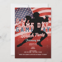 Football Patriotic Red Game Day Sports Watch Party