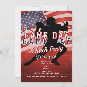 Football Patriotic Red Game Day Sports Watch Party Einladung