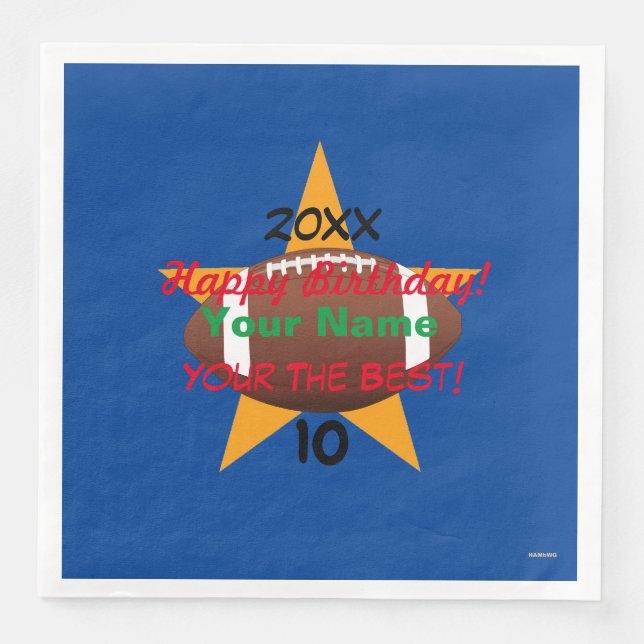 Football Personalisiert Geburtstagspapier Napkin H Serviette (Vorderseite)