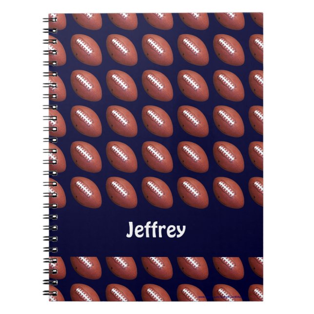 Football Personalisiert Name Blue Spiral Notebook Notizblock (Vorderseite)