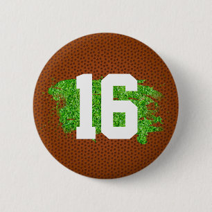 Football Pigskin Turf Number Sports Team Spirit Button