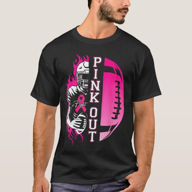Football Pink Out Team Breast Cancer Awareness Mon T-Shirt (Vorderseite)
