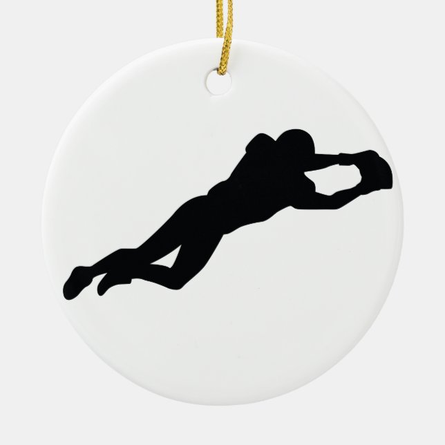 Football Player Black Silhouette Keramikornament (Vorne)