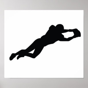 Football Player Black Silhouette Poster
