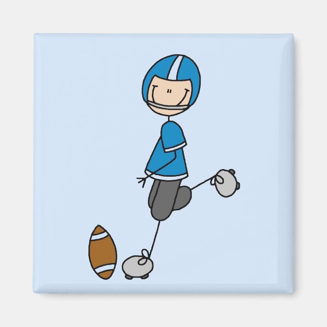 Football Player Blue T - Shirt und Geschenke Magnet (Vorne)