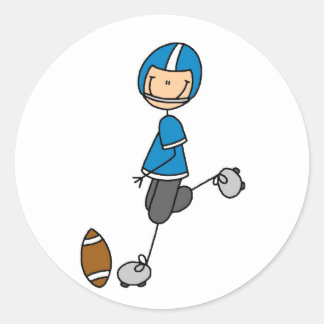 Football Player Blue T - Shirt und Geschenke Runder Aufkleber