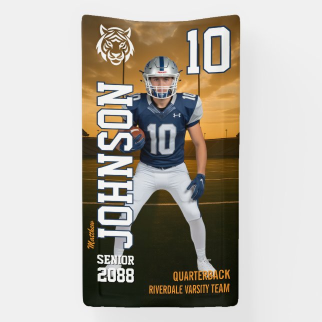 Football Player Custom Sports Senior Night Banner (Vertikal)