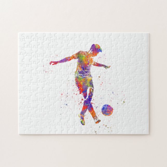 Football player in watercolor puzzle (Horizontal)