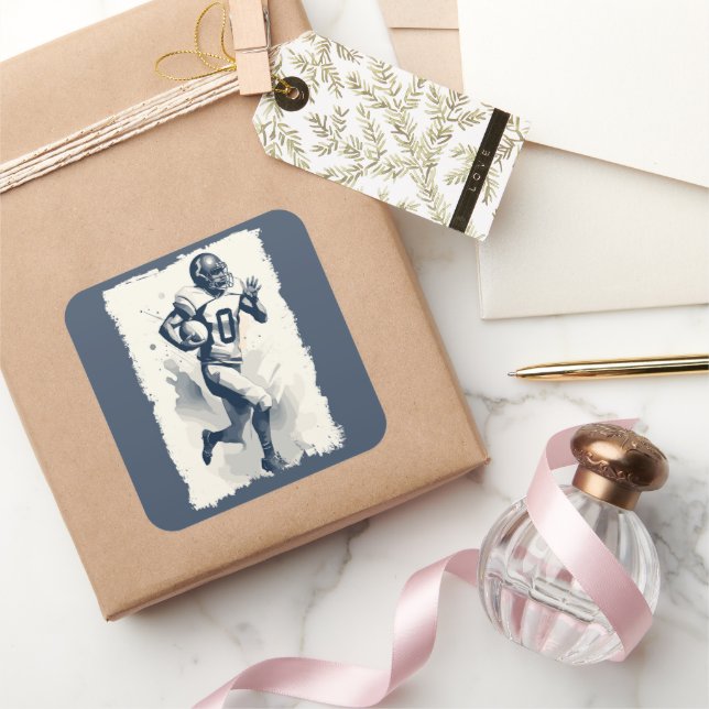 ✪ Football Player Portrait ✪ Abstrakte Kunst des V Quadratischer Aufkleber (Schenken)