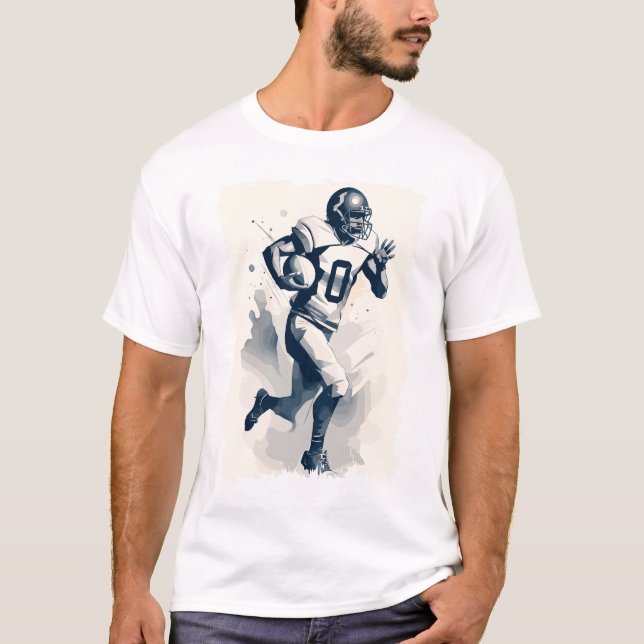 ✪ Football Player Portrait ☛ Abstrakten Vector NFL T-Shirt (Vorderseite)