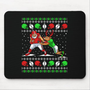 Football Player Reindeer Ugly Christmas Pajama Fun Mousepad