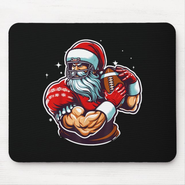 Football Player Santa Christmas Pajama Funny X-mas Mousepad (Vorne)