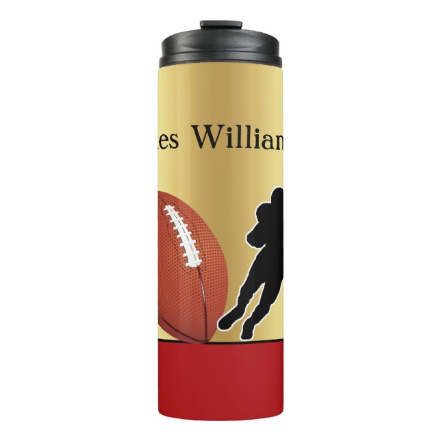 Football - Player Silhouette and Ball personalize Thermosbecher (Vorderseite)