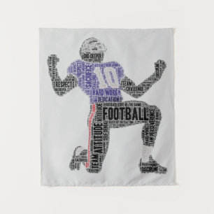 Football Player Word Art Dedication Inspiration Wandteppich