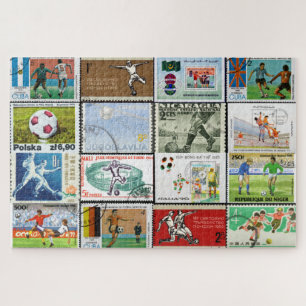 Football Postage Briefmarke Collage Jigsaw Puzzle