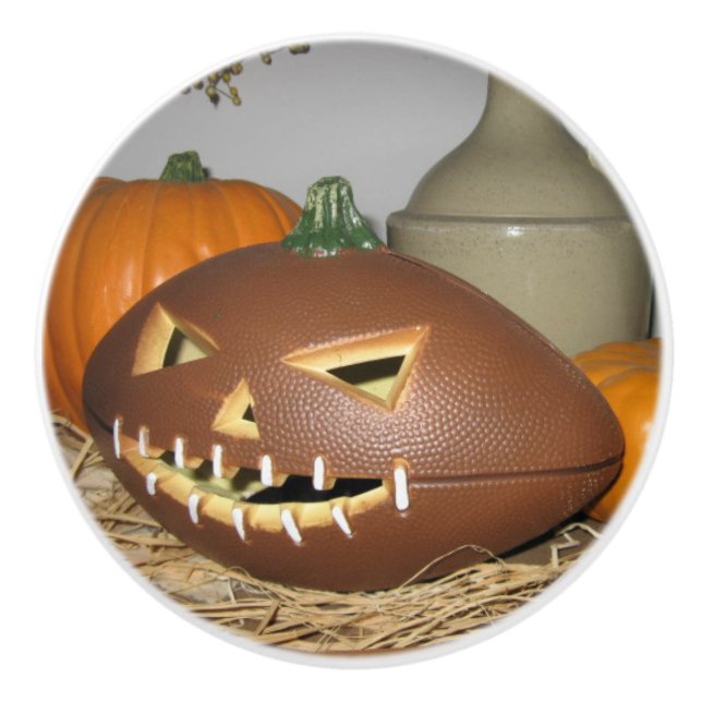 Football Pumpkin Keramikknauf (Vorderseite)