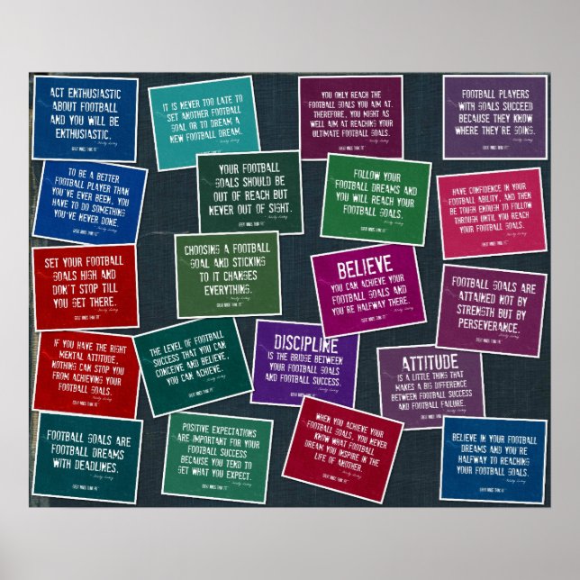 Football Quotes Collage in Denim and Colors Poster (Vorne)