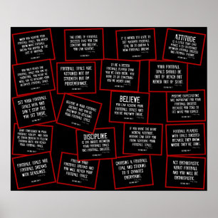 Football Quotes Collage in Rot, Schwarz und Weiß Poster