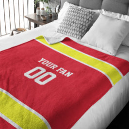 Football Red, Gold & White Personalisiert Fleecedecke