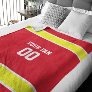 Football Red, Gold & White Personalisiert Fleecedecke