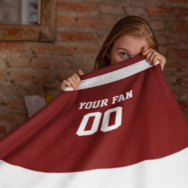 Football Red & White Personalisiert Fleecedecke (Von Creator hochgeladen)